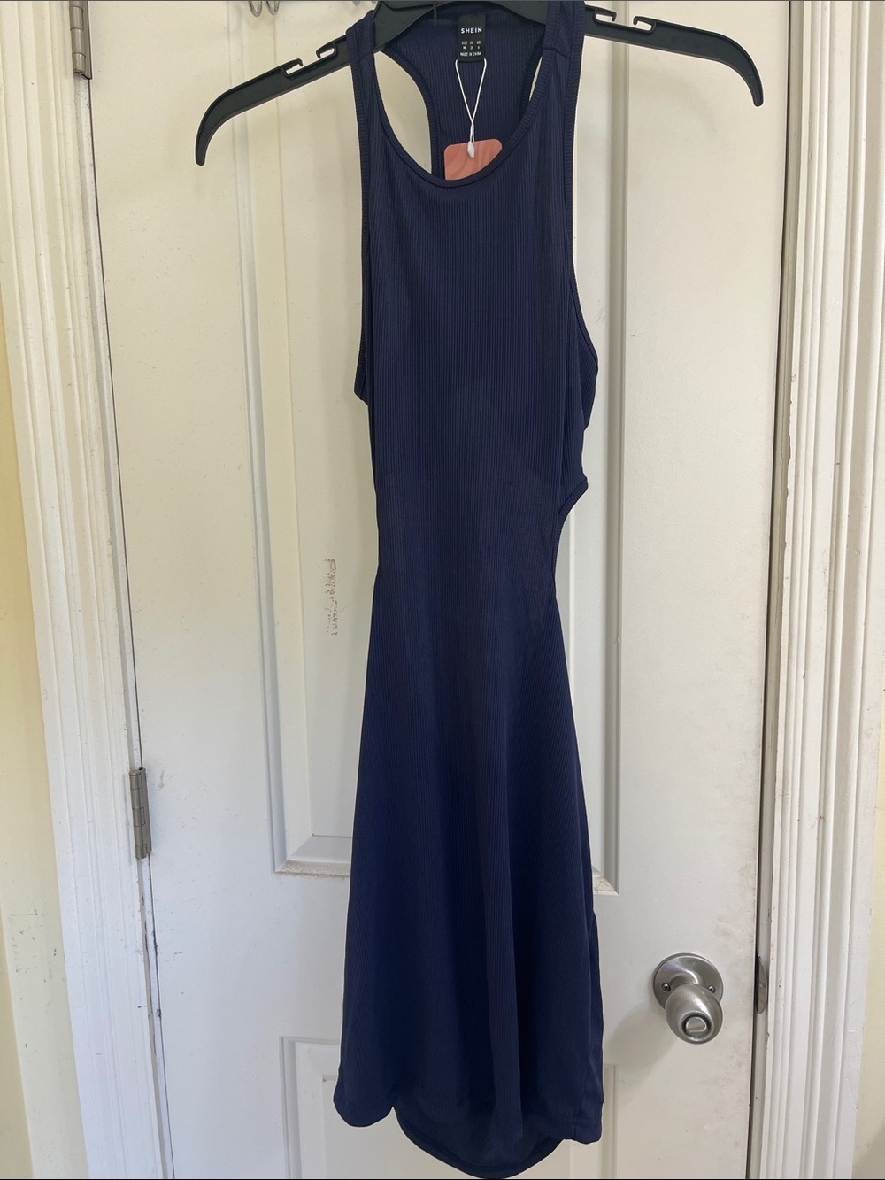 SHEIN Navy Ribbed Racerback Midi Dress